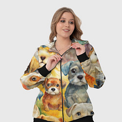 Женский 3D-костюм Красочный паттерн с щенками, цвет: 3D-черный — фото 2