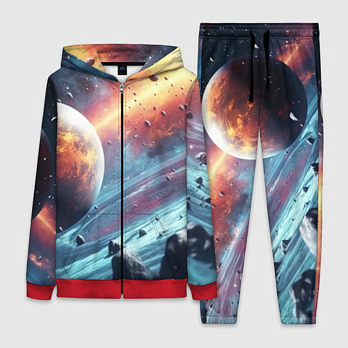 Женский костюм Объемный космос и планеты / 3D-Красный – фото 1