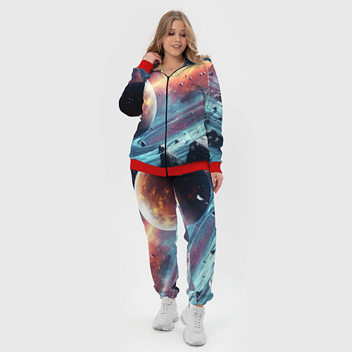 Женский костюм Объемный космос и планеты / 3D-Красный – фото 4