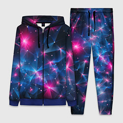 Женский 3D-костюм Яркие неоновые вспышки в космосе, цвет: 3D-синий