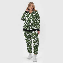 Женский 3D-костюм Зеленые листочки на белом фоне, цвет: 3D-черный — фото 2