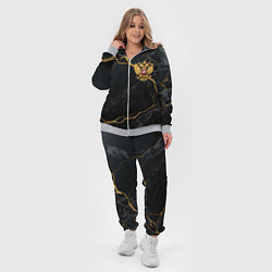 Женский 3D-костюм Золотой герб России на черно-золотой текстуре, цвет: 3D-меланж — фото 2