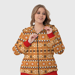 Женский 3D-костюм Этническая геометрия в коричневом цвете, цвет: 3D-красный — фото 2