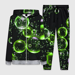 Женский 3D-костюм Зеленые пузыри на черном, цвет: 3D-меланж