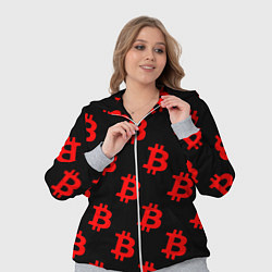 Женский 3D-костюм Bitcoin red logo money, цвет: 3D-меланж — фото 2