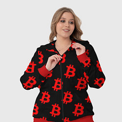 Женский 3D-костюм Bitcoin red logo money, цвет: 3D-красный — фото 2