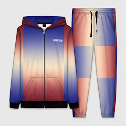 Женский 3D-костюм Красный-синий градиентный узор, цвет: 3D-черный