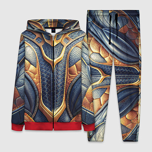 Женский костюм Темная кожаная броня с желтой оплеткой / 3D-Красный – фото 1