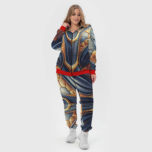 Женский костюм Темная кожаная броня с желтой оплеткой / 3D-Красный – фото 4