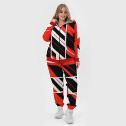 Женский 3D-костюм Black and red stripes on a white background, цвет: 3D-красный — фото 2