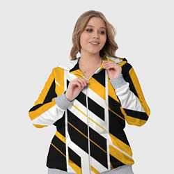 Женский 3D-костюм Black and yellow stripes on a white background, цвет: 3D-меланж — фото 2