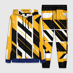 Женский 3D-костюм Black and yellow stripes on a white background, цвет: 3D-синий