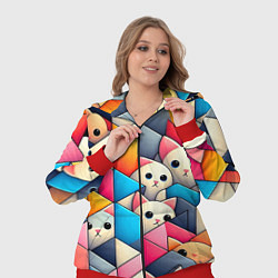 Женский 3D-костюм Geometric pattern with kittens - ai art, цвет: 3D-красный — фото 2