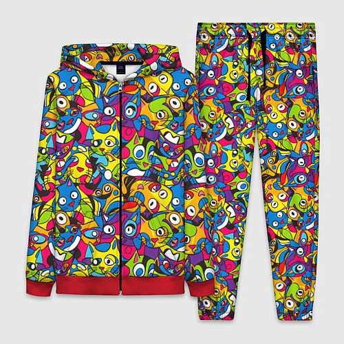 Женский костюм Сумасшедшие креативные коты / 3D-Красный – фото 1