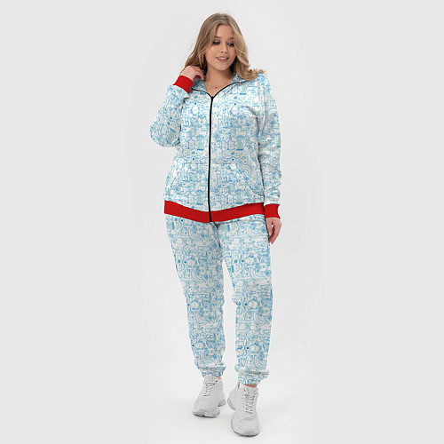 Женский костюм Дудл - паттерн звери рисованные лайнарт / 3D-Красный – фото 4