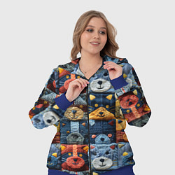 Женский 3D-костюм Вязанные еноты на пэчворк, цвет: 3D-синий — фото 2