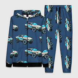 Женский 3D-костюм Тесла киберпанк паттерн с машинками, цвет: 3D-черный