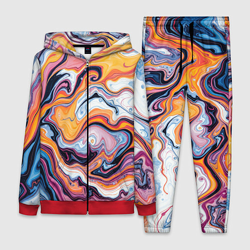 Женский костюм Жидкие разноцветные краски / 3D-Красный – фото 1