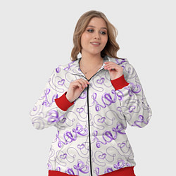 Женский 3D-костюм Паттерн с надписями Love и сердцами, цвет: 3D-красный — фото 2