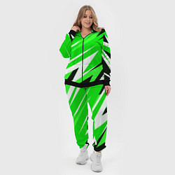 Женский 3D-костюм Geometry stripes green, цвет: 3D-черный — фото 2
