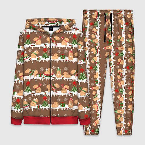 Женский костюм Капибары на Новый год и Рождество зимой / 3D-Красный – фото 1