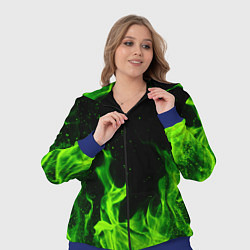 Женский 3D-костюм Огонь зелёный текстура, цвет: 3D-синий — фото 2