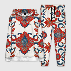 Женский костюм Узор красно-синий на белом фоне