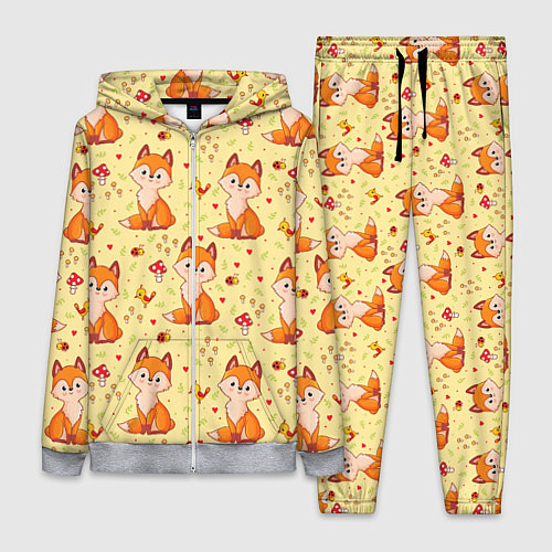 Женский костюм Рыжие лисички цветной паттерн / 3D-Меланж – фото 1