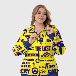 Женский 3D-костюм Логотипы игр на жёлтом, цвет: 3D-синий — фото 2