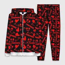 Женский 3D-костюм Fortnite pattern game red, цвет: 3D-белый