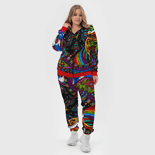 Женский костюм Оптический узор девушка / 3D-Красный – фото 4