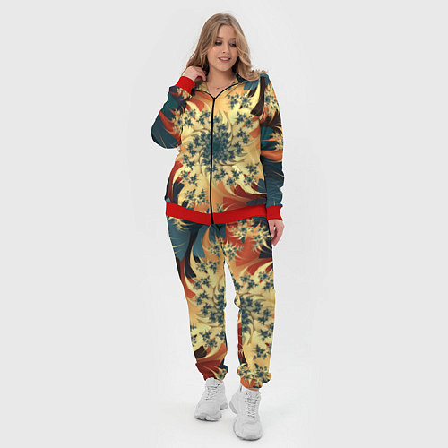 Женский костюм Оптические узоры фракталы / 3D-Красный – фото 4