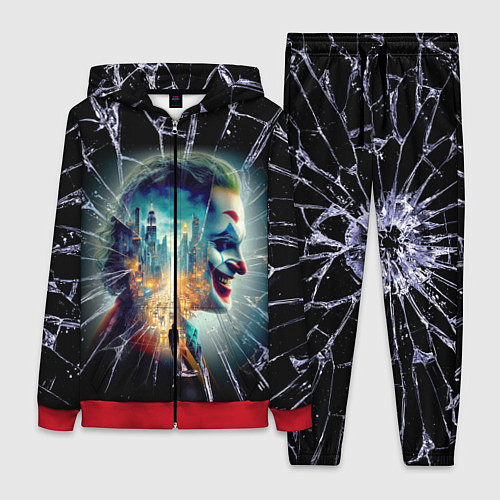 Женский костюм Джокер в мегаполисе - осколки / 3D-Красный – фото 1