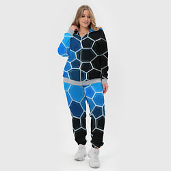Женский 3D-костюм Белые шестиугольники на чёрно-синем фоне, цвет: 3D-меланж — фото 2
