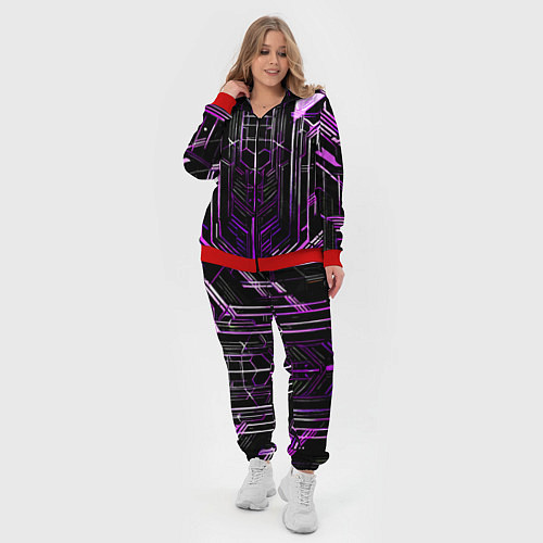 Женский костюм Purple lines on a black background / 3D-Красный – фото 4