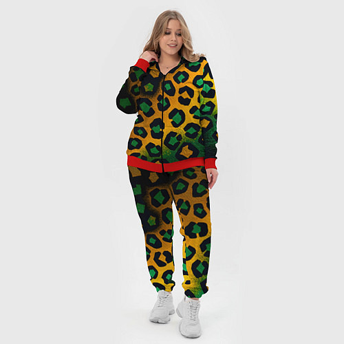 Женский костюм Зеленые и золотые пятна леопарда / 3D-Красный – фото 4