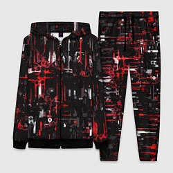 Женский 3D-костюм Бело-красная тревожная абстракция на чёрном фоне, цвет: 3D-черный