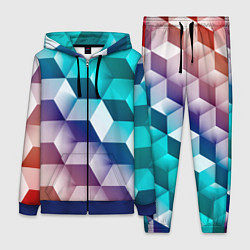 Женский 3D-костюм Объёмные разноцветные градиентные кубы, цвет: 3D-синий