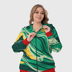 Женский 3D-костюм Абстрактные полосы в зелёных тонах, цвет: 3D-красный — фото 2