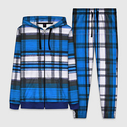 Женский 3D-костюм Сине-белая ткань в клетку, цвет: 3D-синий