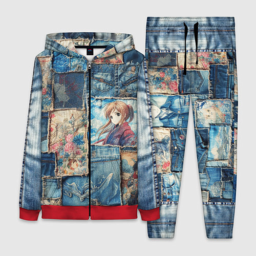 Женский костюм Аниме влюбленные на пэчворк / 3D-Красный – фото 1