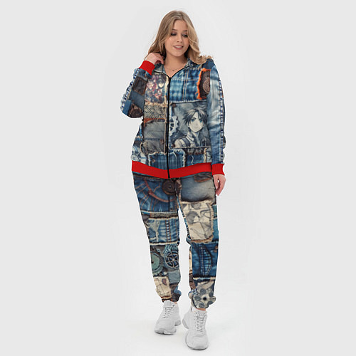 Женский костюм Аниме пэчворк деним / 3D-Красный – фото 4