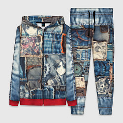 Женский 3D-костюм Аниме пэчворк деним, цвет: 3D-красный