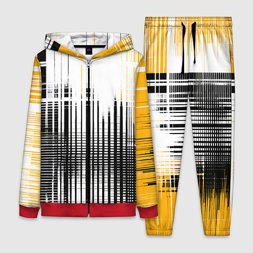 Женский костюм Жёлто-чёрный гранж на белом фоне / 3D-Красный – фото 1