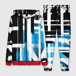 Женский 3D-костюм Чёрно-синие вертикальные и горизонтальные полосы н, цвет: 3D-красный