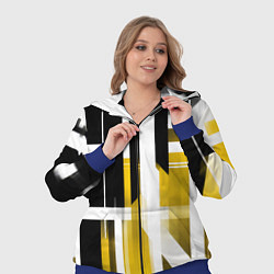 Женский 3D-костюм Чёрно-жёлтые вертикальные и горизонтальные полосы, цвет: 3D-синий — фото 2