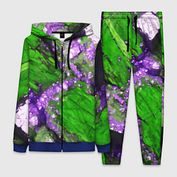Женский 3D-костюм Фиолетовый минерал в зелёном камне, цвет: 3D-синий