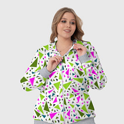 Женский 3D-костюм Разноцветные неоновые треугольники на белом фоне, цвет: 3D-меланж — фото 2