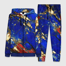 Женский 3D-костюм Золотой и красный минерал в синем камне, цвет: 3D-синий