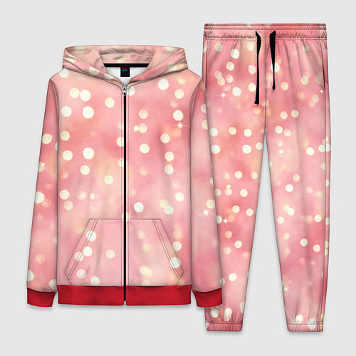 Женский костюм Сияние праздничных огоньков на розовом фоне / 3D-Красный – фото 1